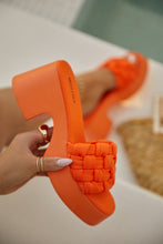 Load image into Gallery viewer, Women Holding Orange Slip On Sandals
