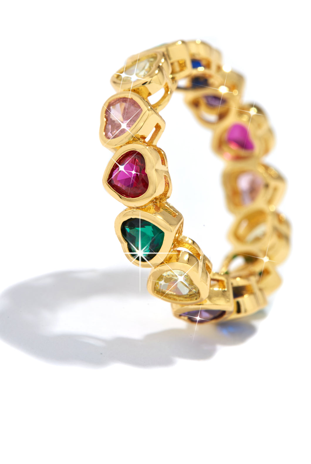 Sweet Love Heart Embellished Ring - Gold Multi