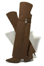 Load image into Gallery viewer, Kiana Over The Knee Heel Shark Boots - Brown
