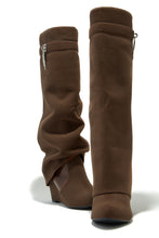 Load image into Gallery viewer, Kai Wedge Heel Knee High Shark Boots - Brown
