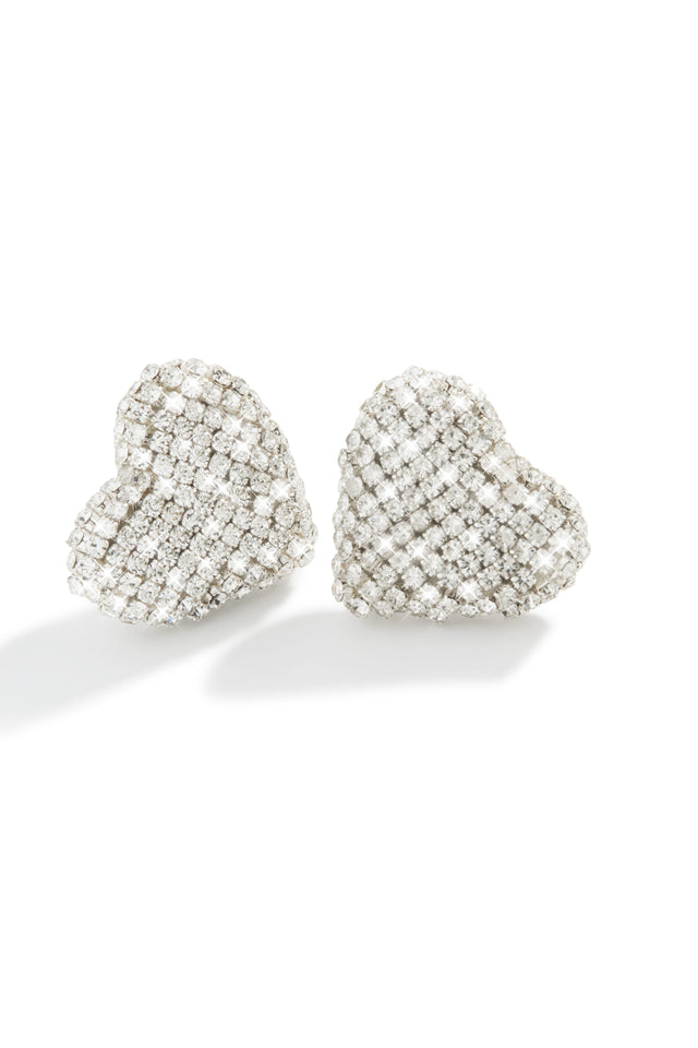 Load image into Gallery viewer, Everlasting Love Embellished Heart Earring - Silver
