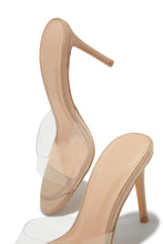 Load image into Gallery viewer, Alaiya Clear Strap Mid Heel Mules - Nude
