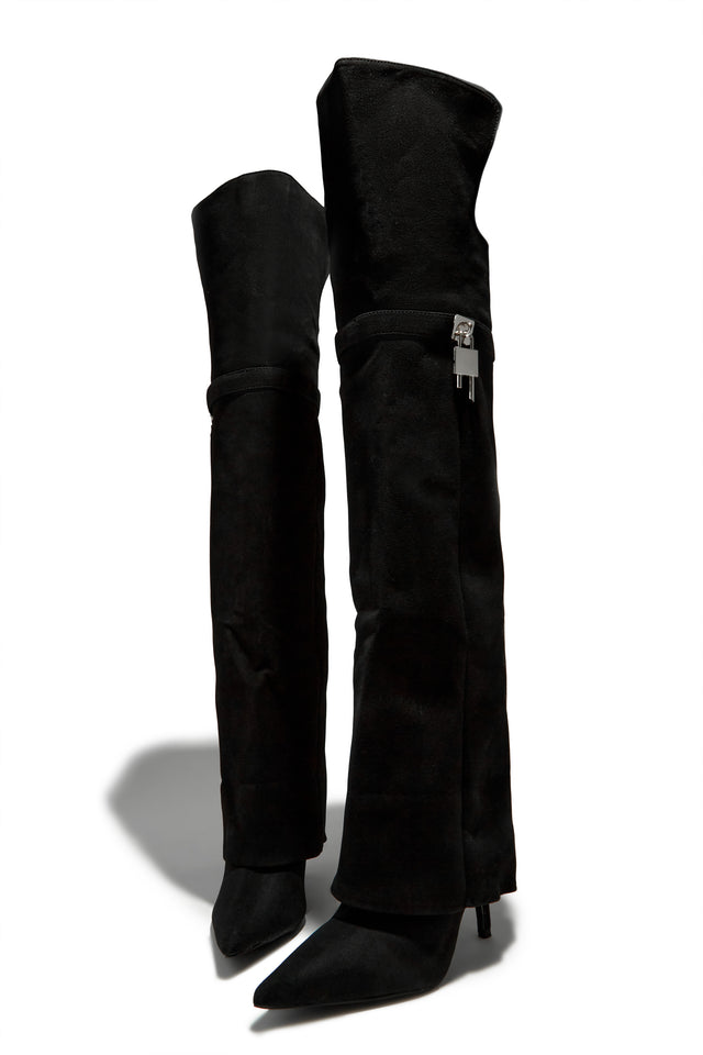 Load image into Gallery viewer, Kiana Over The Knee Heel Shark Boots - Black
