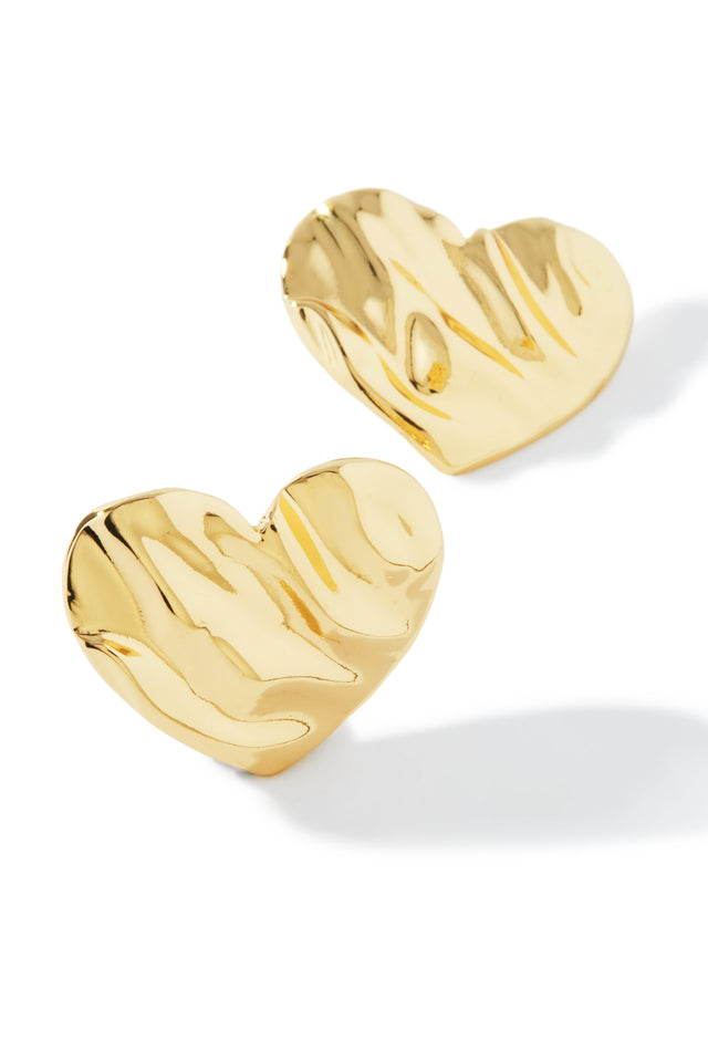 Load image into Gallery viewer, Darling Love Embossed Heart Earring - Gold
