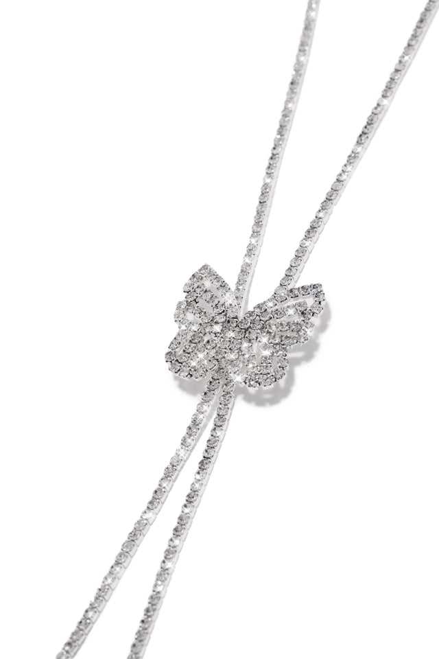 Load image into Gallery viewer, Mariposa Embellished Slide Necklace - Silver
