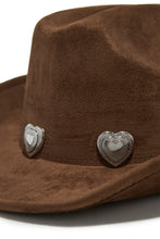 Load image into Gallery viewer, Faux Suede Mocha Hat with Heart Pendants
