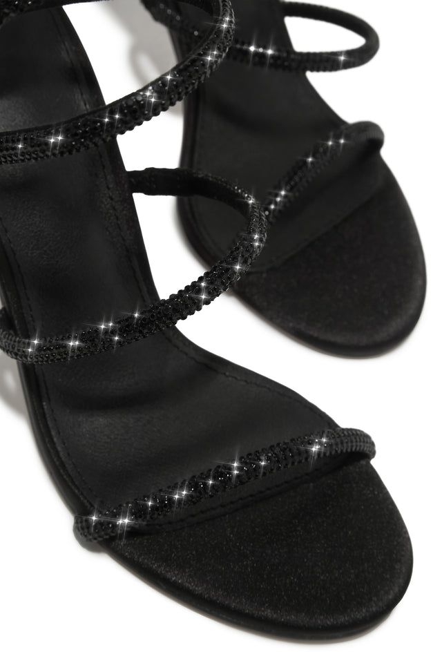Sushmita Embellished Around The Ankle Coil Heels - Black