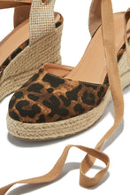 Load image into Gallery viewer, Tropical Vacay Lace Up Platform Espadrille Wedges - Leopard
