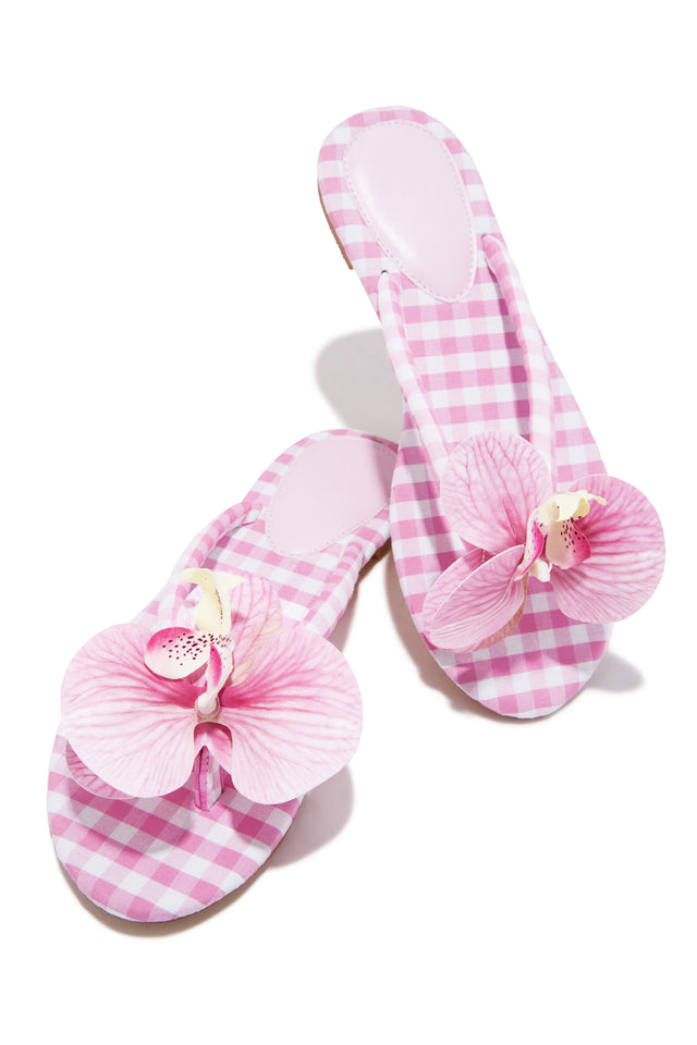 Load image into Gallery viewer, Isla Bonita Gingham Slip On Sandals - Pink
