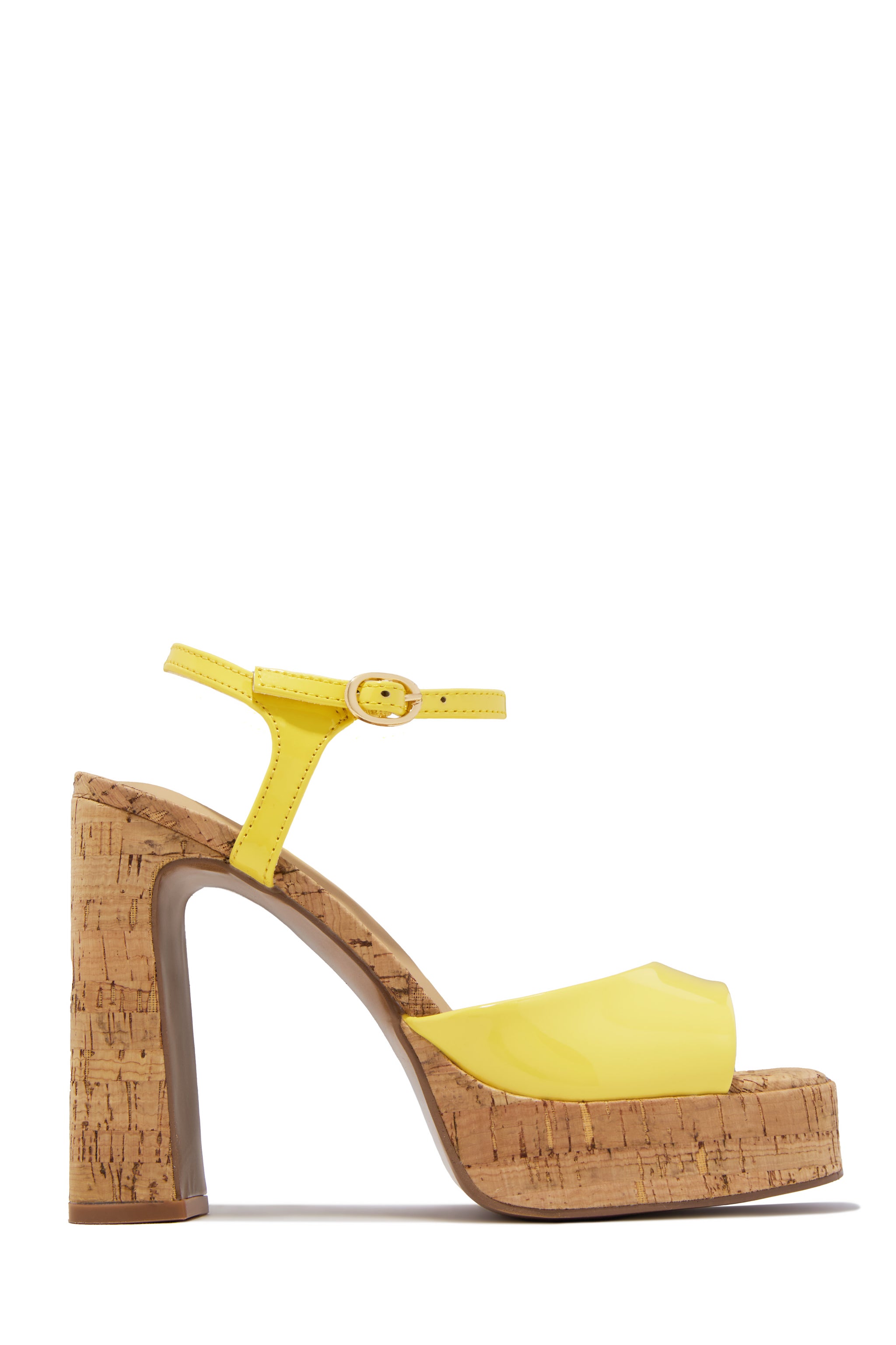 Trendy Catalina Cork Yellow Strap Platform Heels – MISS LOLA