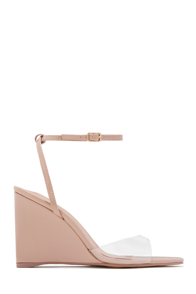 Load image into Gallery viewer, Kaia Nude Single Sole Wedge Heels - Clear
