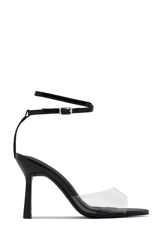 Load image into Gallery viewer, Rosalia Clear Strap Stiletto Heels – Black
