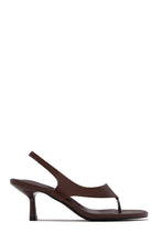 Load image into Gallery viewer, Eymi Thong Strap Slingback Mid Heels - Brown
