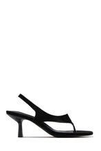 Load image into Gallery viewer, Eymi Thong Strap Slingback Mid Heels - Black Suede
