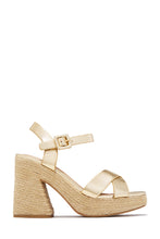 Load image into Gallery viewer, Xoch Platform Espadrille Heels - Gold
