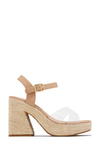 Load image into Gallery viewer, Xoch Platform Clear Strap Espadrille Heels - Nude
