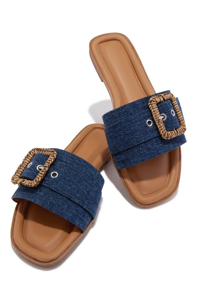 Load image into Gallery viewer, Paradise Steps Slip On Flat Sandals - Denim
