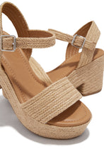 Load image into Gallery viewer, Marina Raffia Platform Heels - Natural
