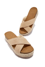 Load image into Gallery viewer, Palm Beach Raffia Platform Slip On Sandals - Natural
