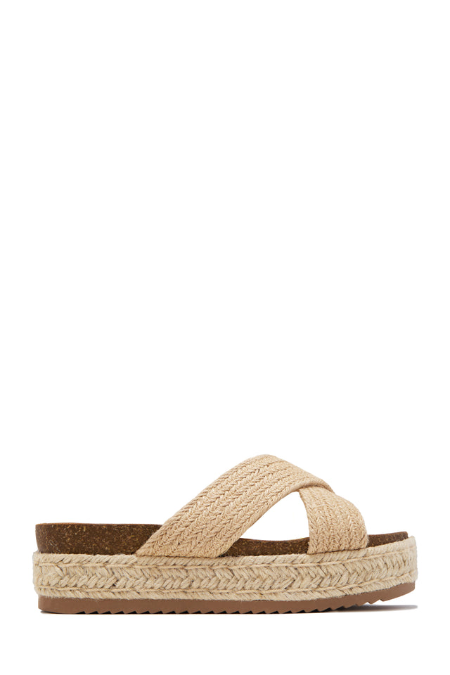 Load image into Gallery viewer, Palm Beach Raffia Platform Slip On Sandals - Natural

