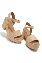 Load image into Gallery viewer, Marina Raffia Platform Heels - Natural
