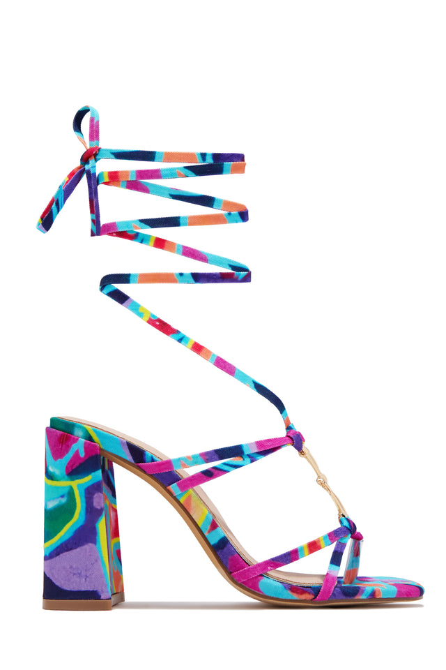 Load image into Gallery viewer, VIP Strut Lace Up Chunky Heels - Multi
