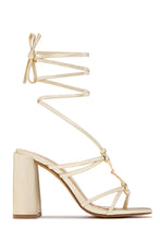Load image into Gallery viewer, VIP Strut Lace Up Chunky Heels - Gold
