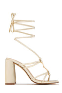 VIP Strut Lace Up Chunky Heels - Gold