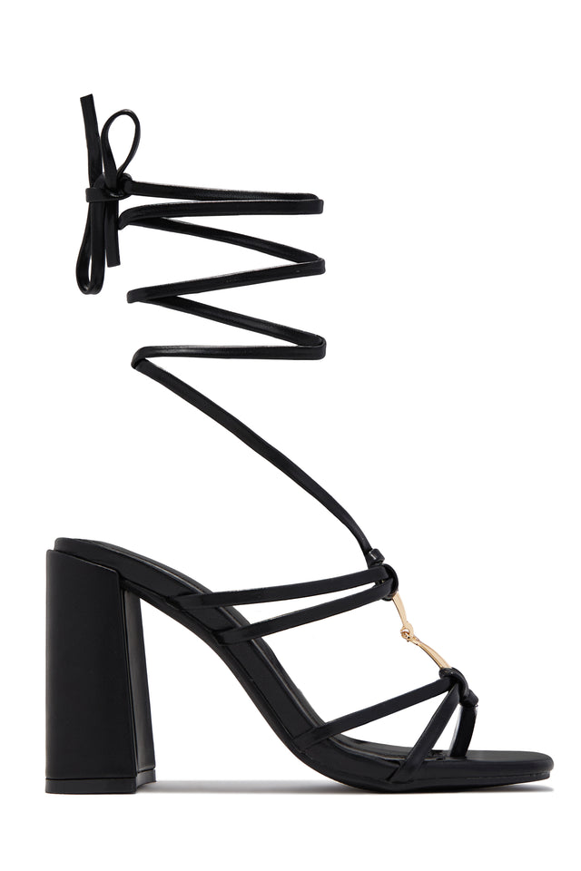 Load image into Gallery viewer, VIP Strut Lace Up Chunky Heels - Black

