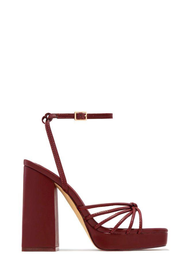 Miss Lola | Lelia Wine Platform Block Heels – MISS LOLA