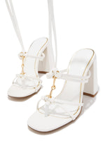 Load image into Gallery viewer, VIP Strut Lace Up Chunky Heels - White
