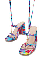 Load image into Gallery viewer, VIP Strut Lace Up Chunky Heels - Multi
