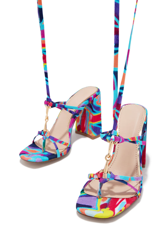 Load image into Gallery viewer, VIP Strut Lace Up Chunky Heels - Multi
