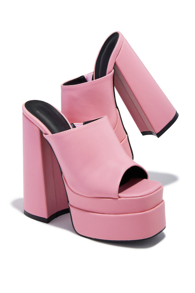 Lynden Platform Block Heel Mules - Pink