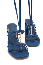 Load image into Gallery viewer, VIP Strut Lace Up Chunky Heels - Denim
