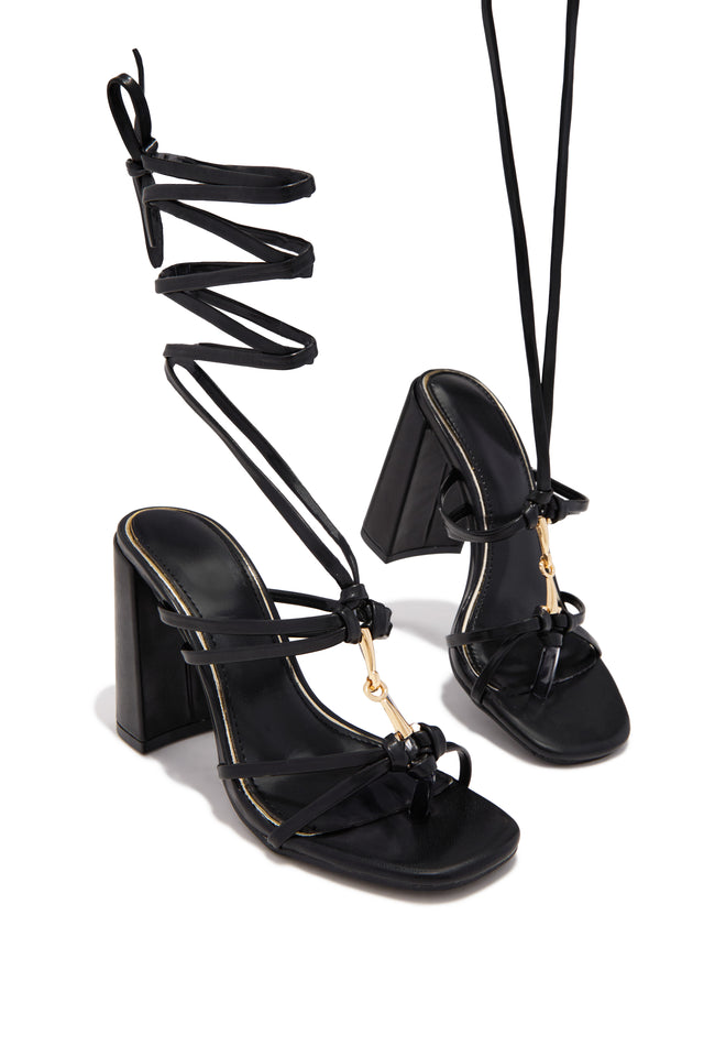 Load image into Gallery viewer, VIP Strut Lace Up Chunky Heels - Black
