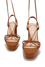Load image into Gallery viewer, London Lace Up Platform Heels - Tan
