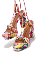 Load image into Gallery viewer, London Lace Up Platform Heels - Multi Print
