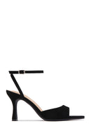 Melissa Ankle Strap Single Sole Heels - Black Nubuck