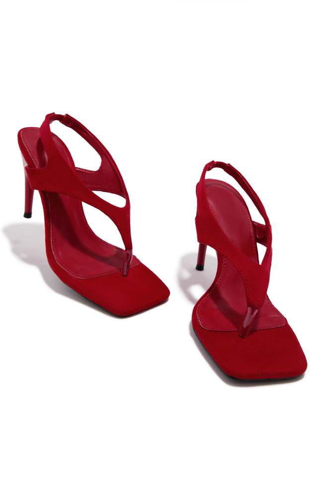 Load image into Gallery viewer, Sami Slingback Thong Strap Heels - Red
