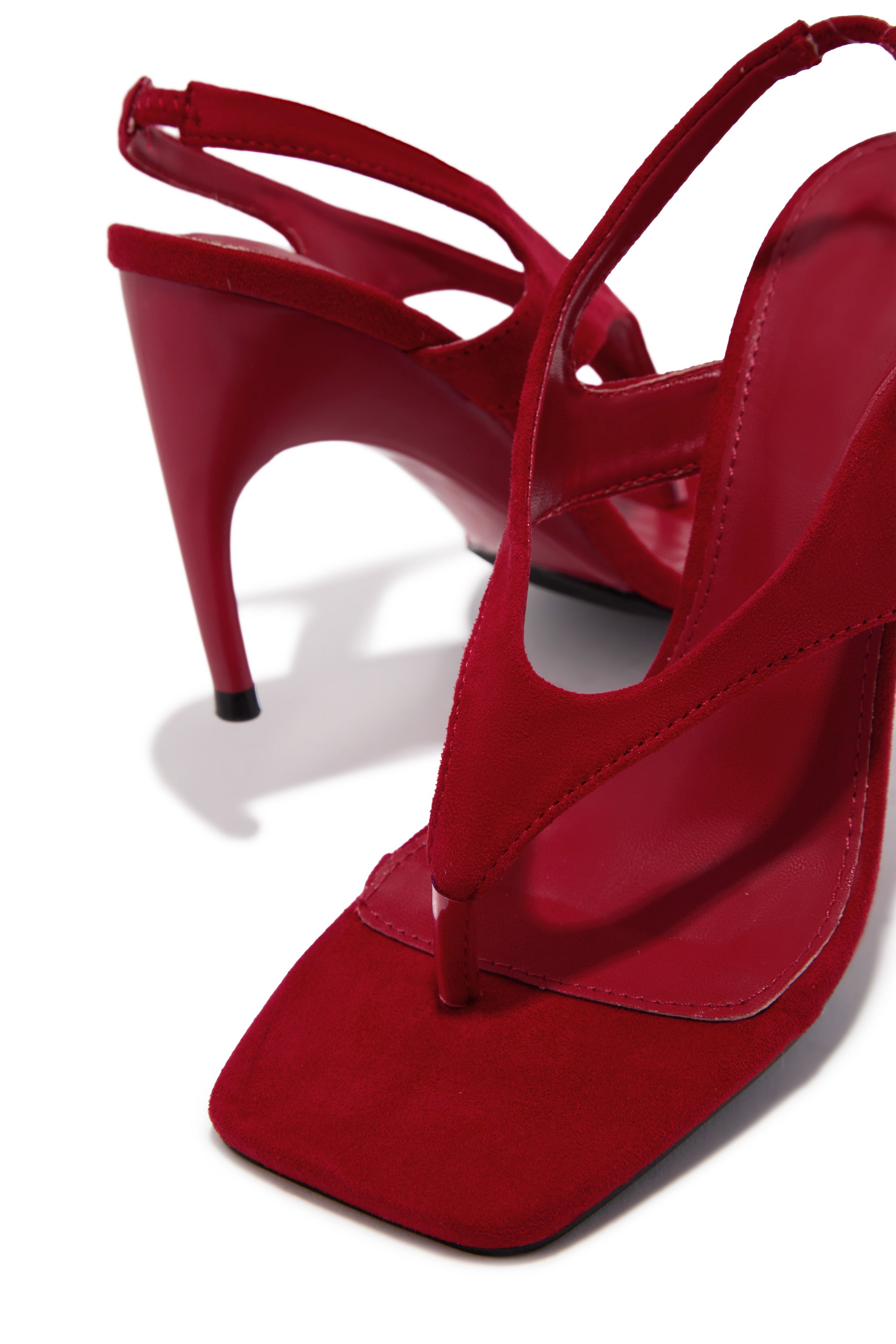 Miss Lola | Sami Womens Red Slingback Thong Strap Heels – MISS LOLA