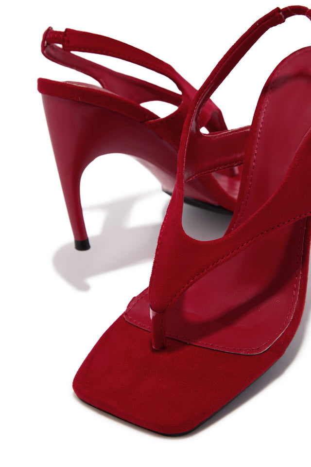 Load image into Gallery viewer, Sami Slingback Thong Strap Heels - Red
