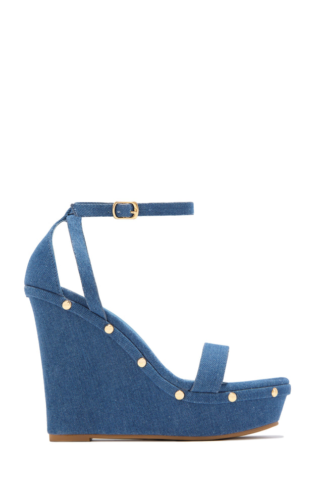 Load image into Gallery viewer, Britni Platform Wedge Heels - Denim
