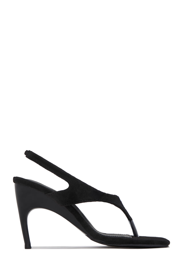 Load image into Gallery viewer, Sami Slingback Thong Strap Heels - Black

