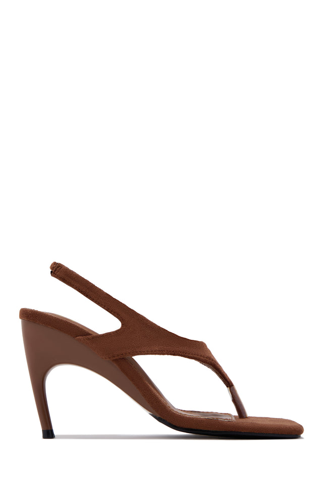 Load image into Gallery viewer, Sami Slingback Thong Strap Heels - Brown
