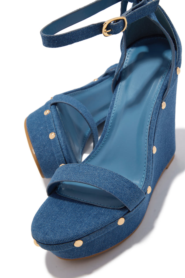 Load image into Gallery viewer, Britni Platform Wedge Heels - Denim
