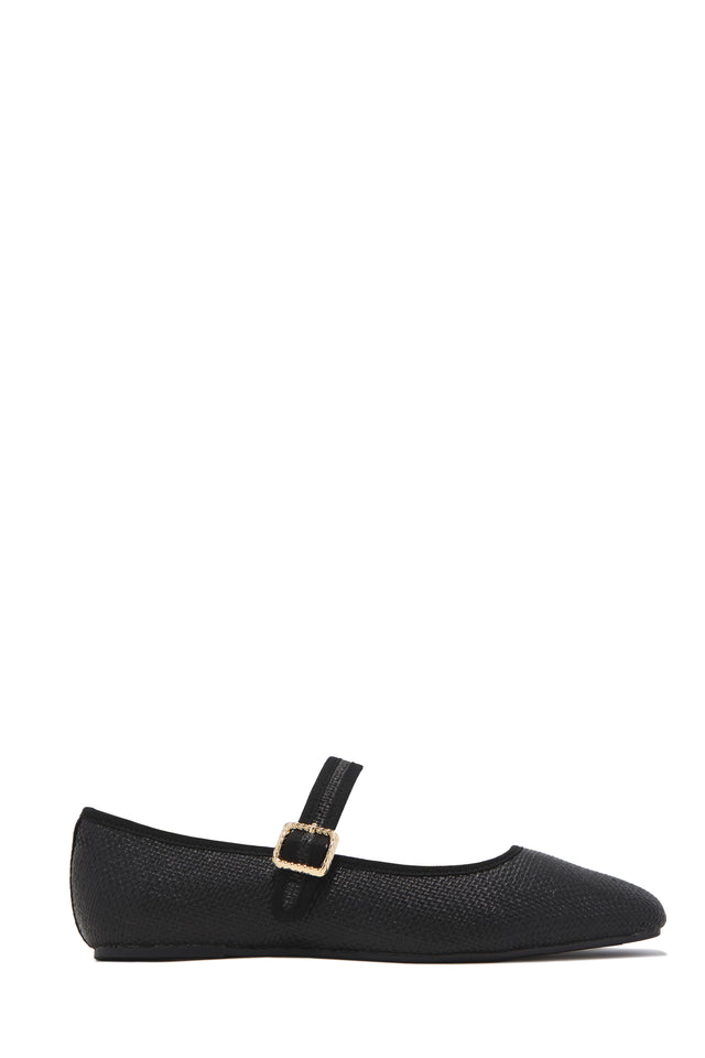 Load image into Gallery viewer, Eleni Mary Jane Raffia Flats - Black
