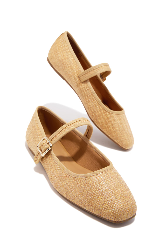 Load image into Gallery viewer, Eleni Mary Jane Raffia Flats - Natural

