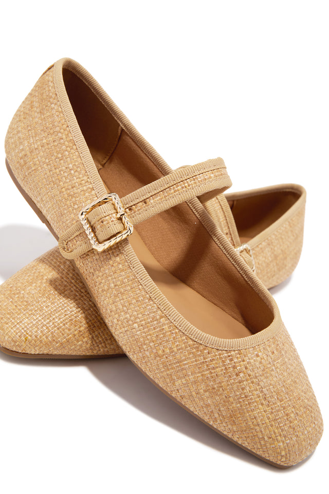 Load image into Gallery viewer, Eleni Mary Jane Raffia Flats - Natural
