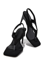 Load image into Gallery viewer, Sami Slingback Thong Strap Heels - Black
